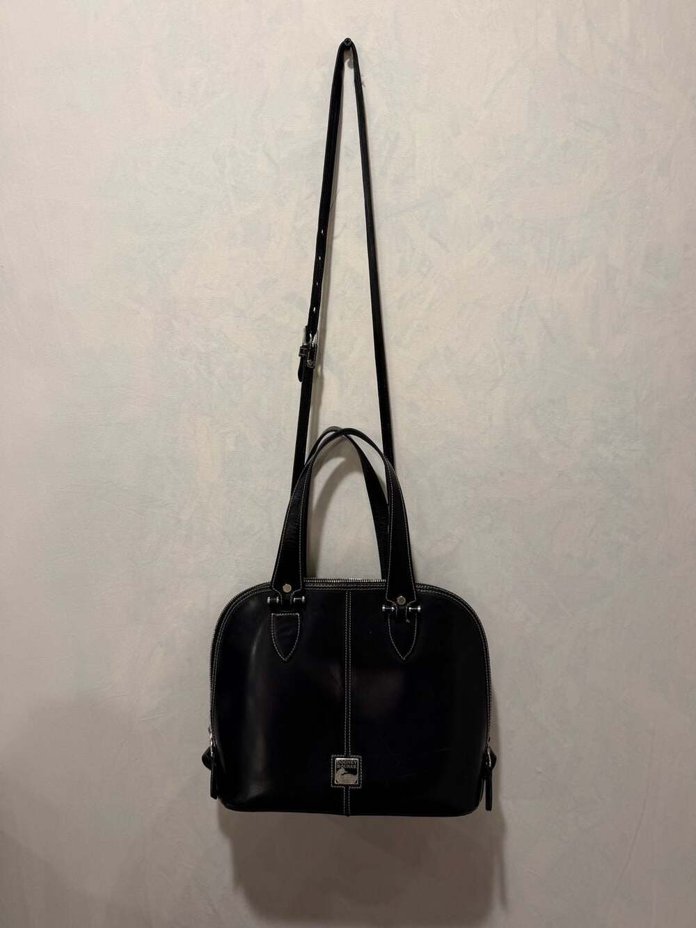 Vintage Dooney & Bourke Zip-Zip Satchel Black Leather Handbag